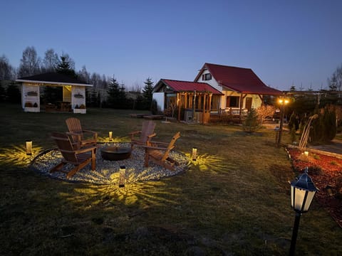 Property building, Night, Garden