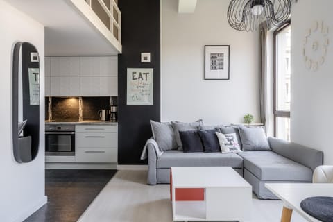 Kitchen or kitchenette, Living room, Seating area