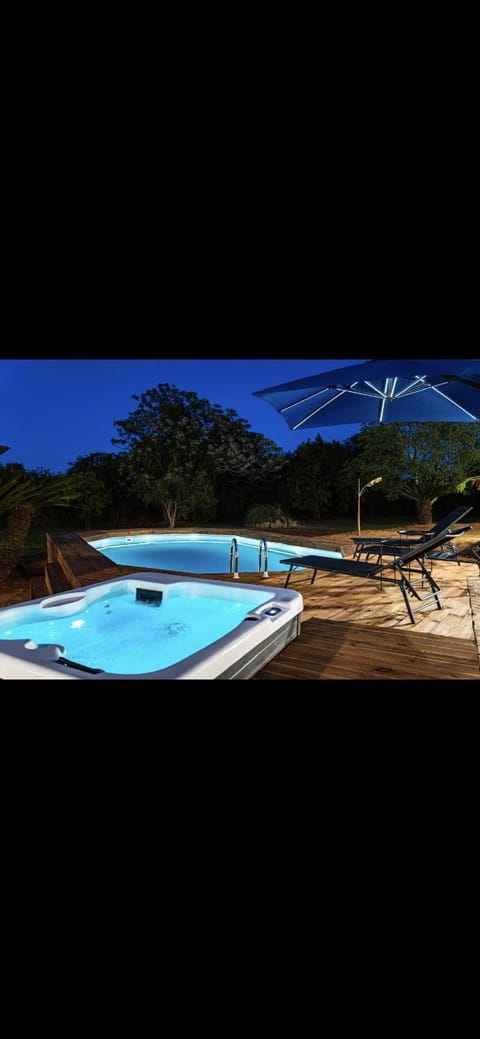 Night, Pool view, Swimming pool