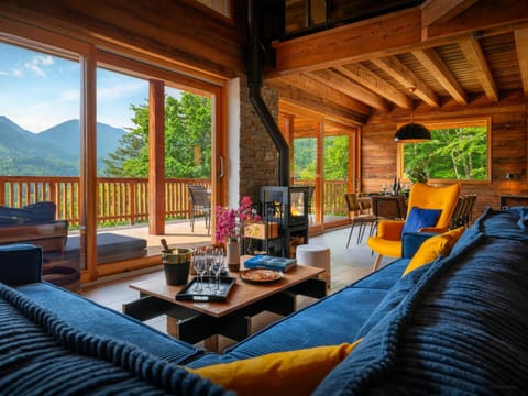 Day, Natural landscape, Winter, View (from property/room), Living room, Seating area, Dining area, Mountain view