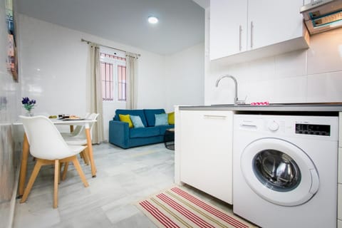 Kitchen or kitchenette, Dining area, stove, washing machine