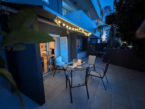 Patio, Night, Balcony/Terrace, Seating area