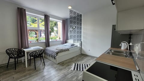 Bed, Kitchen or kitchenette, Bedroom, stove