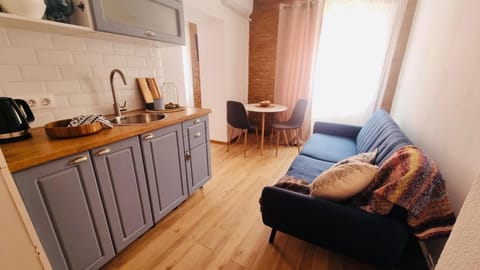 Coffee/tea facilities, Kitchen or kitchenette, Living room, Seating area, Dining area, minibar, stove
