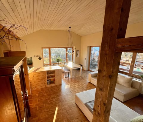 Kitchen or kitchenette, Living room, Seating area, Dining area