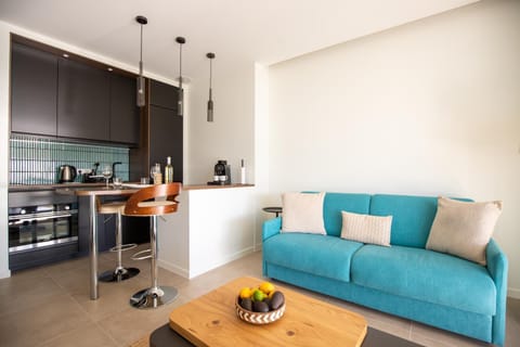 Living room, kitchen