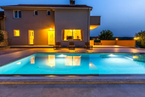 Property building, Night, Swimming pool