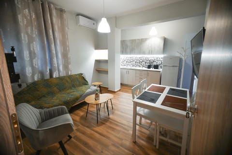 TV and multimedia, Kitchen or kitchenette, Living room, Seating area, Dining area, stove, air conditioner