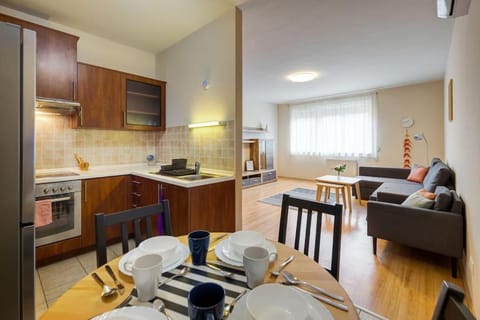 Kitchen or kitchenette, Living room, Dining area, stove