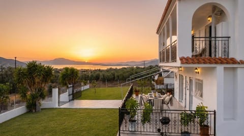 Property building, Patio, Spring, Garden, View (from property/room), Balcony/Terrace, Garden view, Mountain view, Sunset