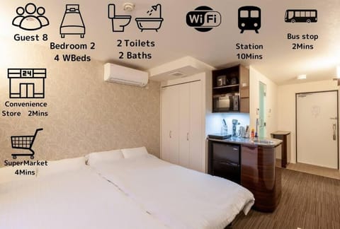 Bed, Kitchen or kitchenette, Bedroom, wardrobe, air conditioner