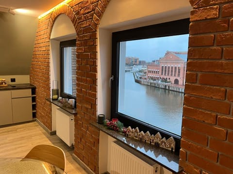 Kitchen or kitchenette, River view, stove