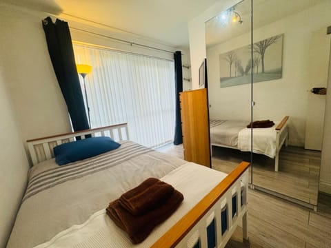Bed, Photo of the whole room, Bedroom, towels, wardrobe