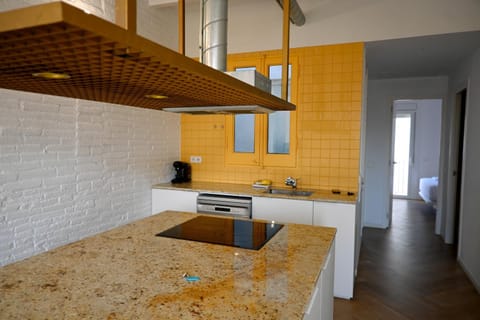 Kitchen or kitchenette, stove