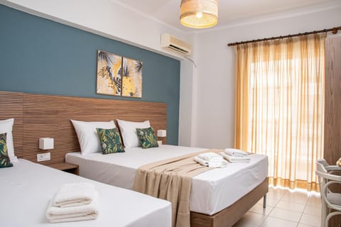 Bed, Photo of the whole room, Bedroom, towels, air conditioner