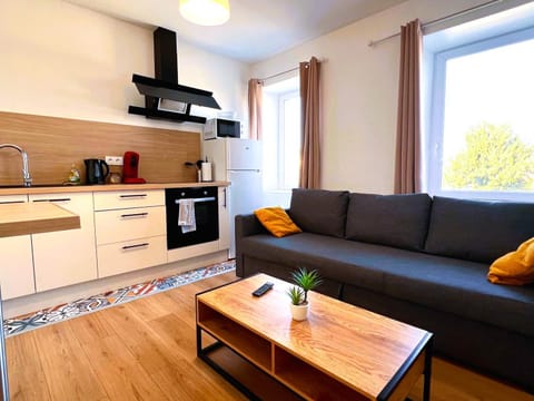 Kitchen or kitchenette, Living room, stove