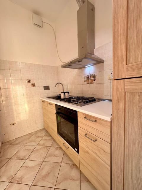 Kitchen or kitchenette, stove