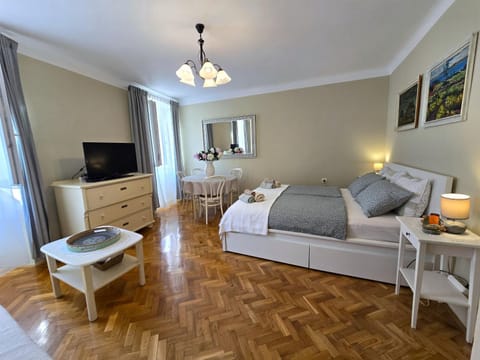 Bed, TV and multimedia, Living room, Photo of the whole room, Seating area, Bedroom