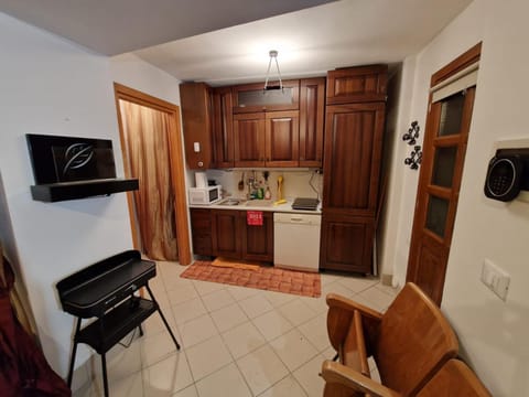 Kitchen or kitchenette, oven