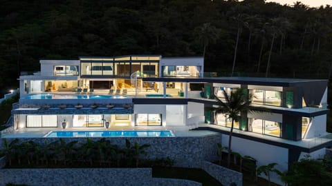Property building, Night, View (from property/room), Pool view, Swimming pool