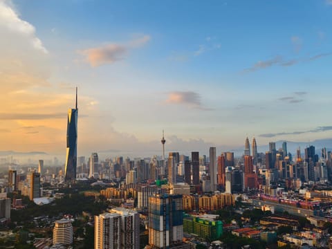 Nearby landmark, City view, Sunset