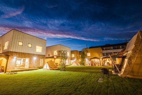 Property building, Night, Garden