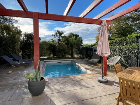 Patio, Natural landscape, Garden view, Pool view, sunbed