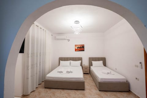 Bed, Photo of the whole room, Bedroom, towels, air conditioner