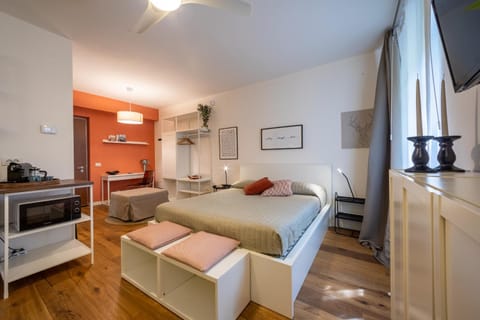 TV and multimedia, Photo of the whole room, Decorative detail, Bedroom, furniture, heating, internet, wardrobe, air conditioner