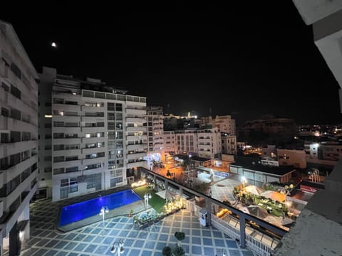 Night, Pool view, Swimming pool