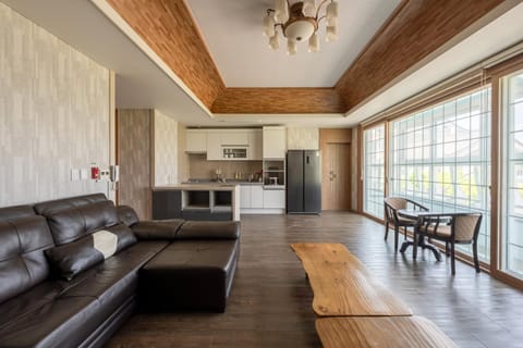 Kitchen or kitchenette, Living room, Seating area, Dining area, stove
