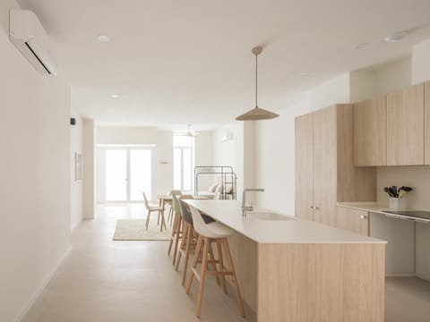 Kitchen or kitchenette, stove