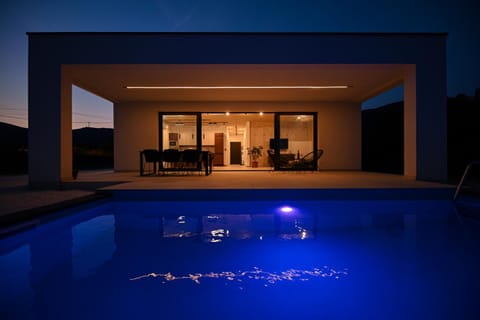Patio, Night, Pool view, Swimming pool