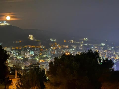 Night, Natural landscape, Bird's eye view, City view, Mountain view