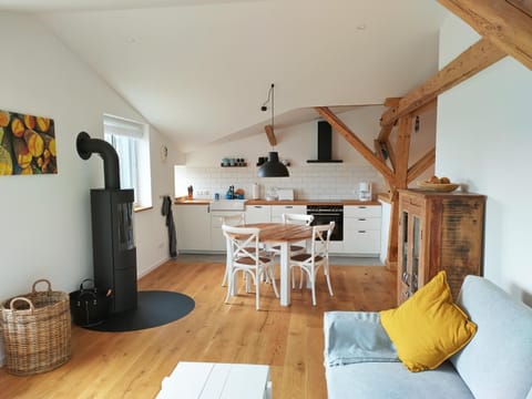 Kitchen or kitchenette, Living room, Photo of the whole room, Seating area, Dining area, oven