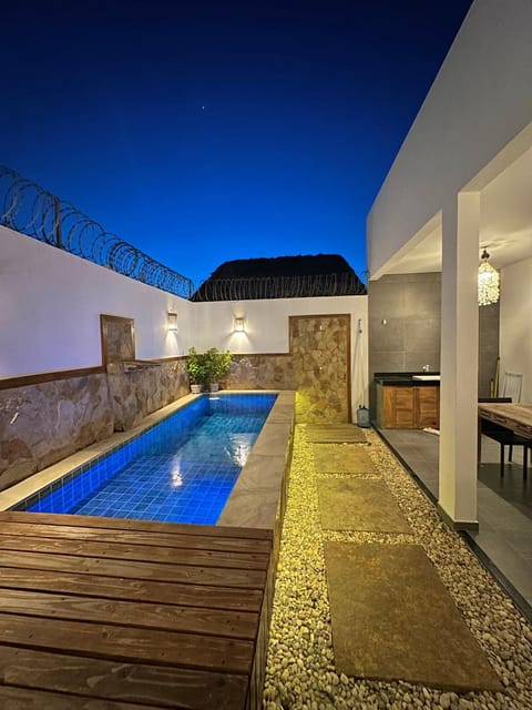 Patio, Night, Pool view, Swimming pool