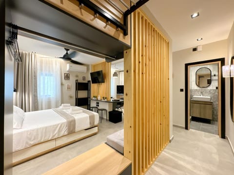 Bed, TV and multimedia, Kitchen or kitchenette, Photo of the whole room, Bedroom, minibar, oven, wardrobe