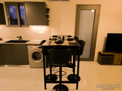 Kitchen or kitchenette, washing machine