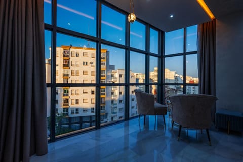 Seating area, City view