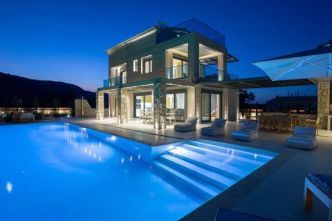 Property building, Night, Swimming pool, Swimming pool