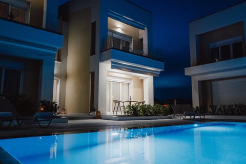 Property building, Night, Swimming pool