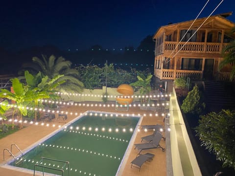 Night, Pool view, Swimming pool