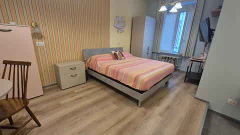 Bed, wardrobe