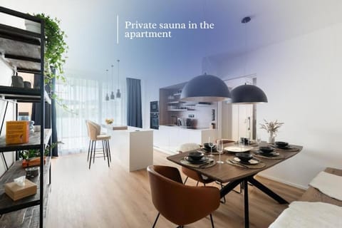 Kitchen or kitchenette, Seating area, Dining area, Text overlay