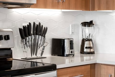 Kitchen or kitchenette, toaster