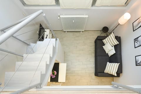 Bed, Living room, Seating area