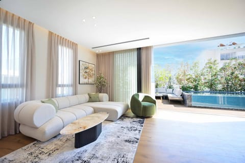 Living room, Seating area, Pool view, Swimming pool