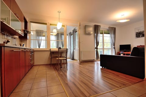Kitchen or kitchenette, Living room, Seating area