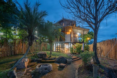 Property building, Night, Garden, Garden view