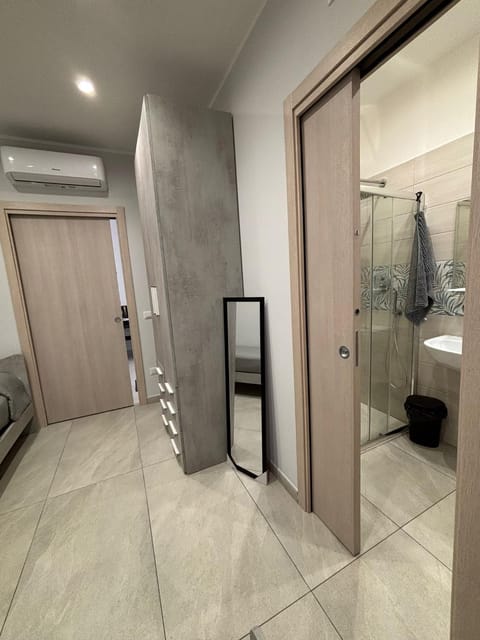 Bathroom, furniture, wardrobe, air conditioner